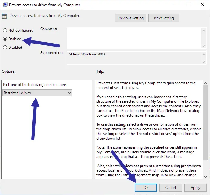 Prevent-user-access-to-drives-enable