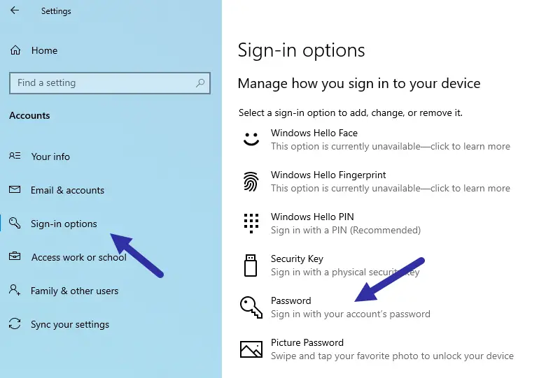 can not change windows 10 password without microsoft account
