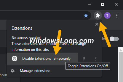 chrome disable all extensions temporarily