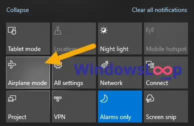 airplane mode greyed out windows 10